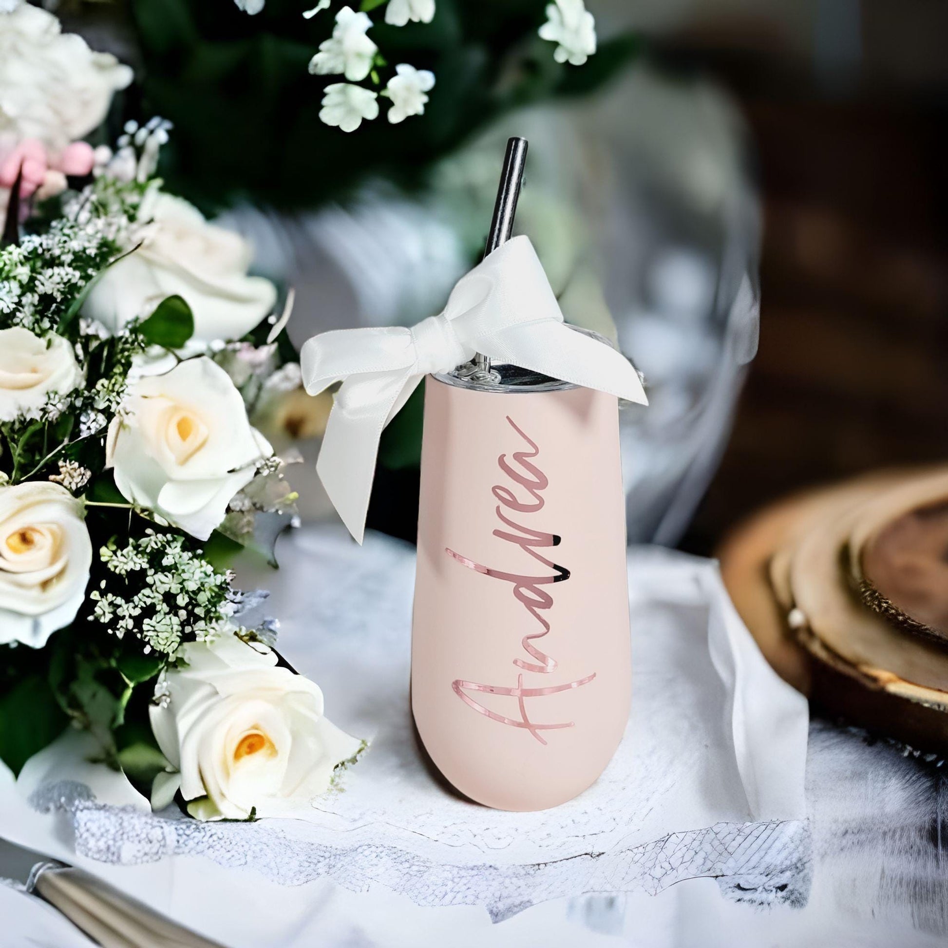 Personalized Bridesmaid Proposal Champagne Flute, Custom Stemless Tumbler for Bridal Party Gift