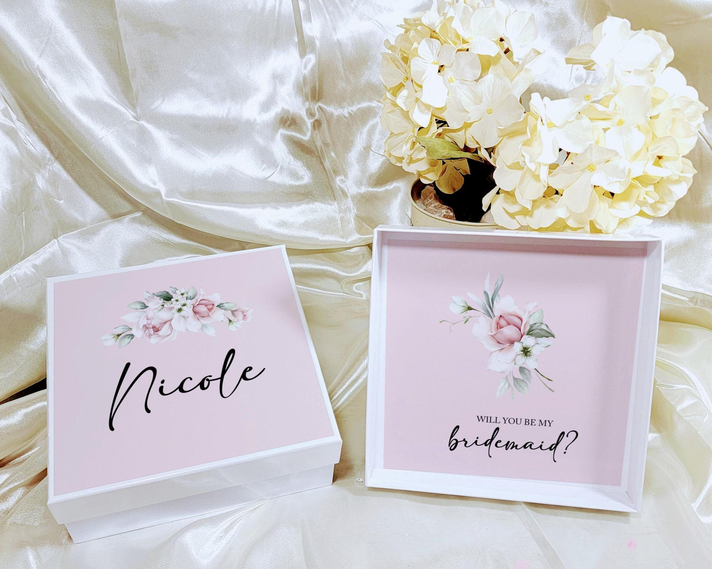 Sage Bridesmaid Proposal Gift Box: Personalized Tumbler & Scrunchie - BMGB055