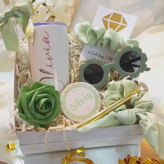 Personalized Flower Girl Proposal Box, Sage Green Gift Set