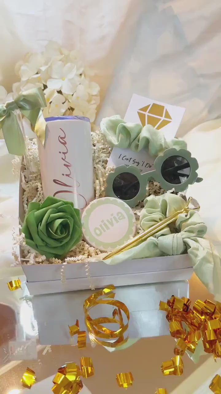 Personalized Flower Girl Proposal Box, Sage Green Gift Set
