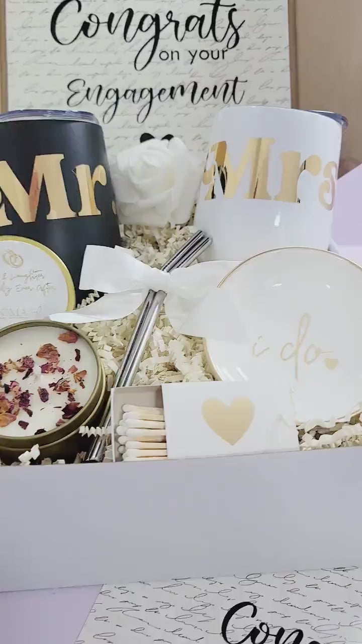 Engagement Gift for Couple, Personalized Engagement Gift Box, Mr and Mrs Gift Set, Custom Gift for Her and Him - EGFC03T