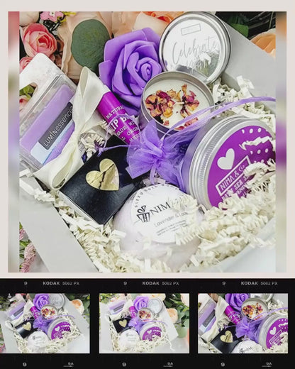 Purple Gift Box Self Care Gift for Friend Gift for Best Friend, Care Package for Women, Thinking of You Lavender Spa Gifts for Her -SGB022