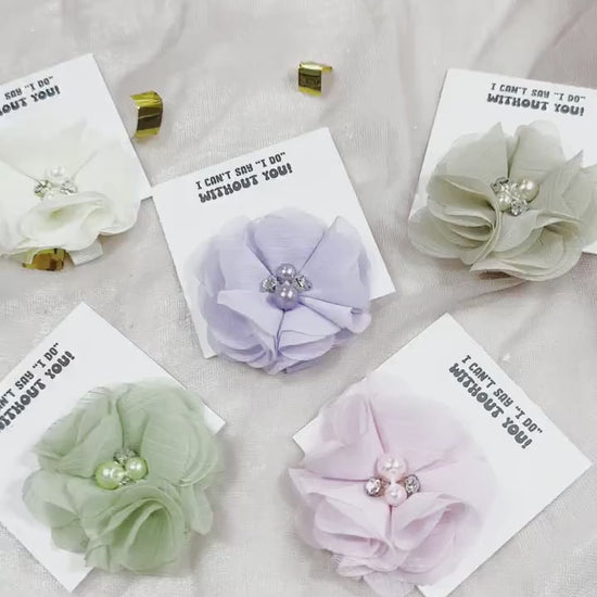 Chiffon Flower Girl Hair Clip: Rhinestone & Pearl Wedding Accessory