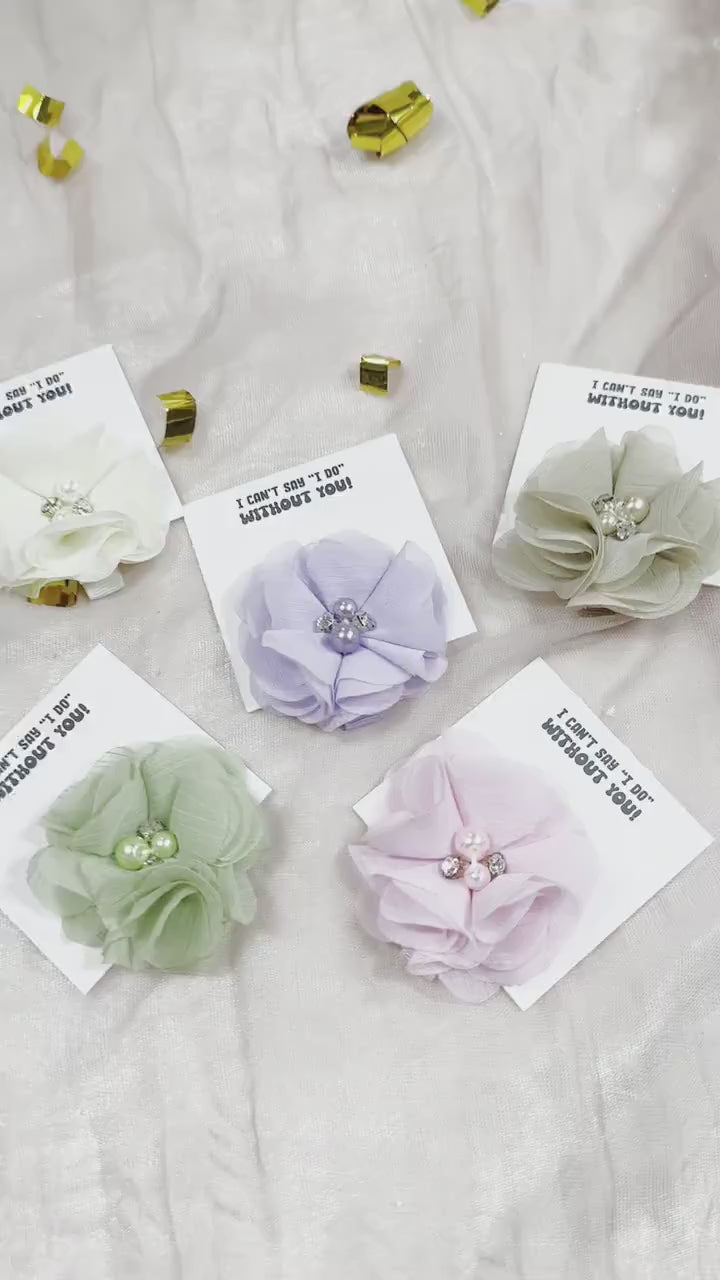 Chiffon Flower Girl Hair Clip: Rhinestone & Pearl Wedding Accessory