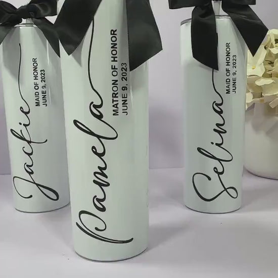 Bridesmaid Tumbler Maid of Honor Gift, Bridesmaid Proposal Bridal Party Gift Personalized Tumbler 20oz + Straw Bachelorette Party - BDWT002