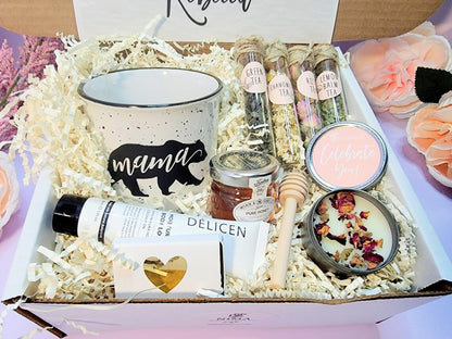 Tea lover gift box set with assorted teas, gift basket for mom, perfect for Mother's Day or birthday celebration.