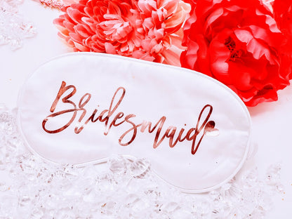 Personalized silky satin sleep mask with "Tired as A Mother" text, ideal for moms, featuring soft, comfortable fabric.