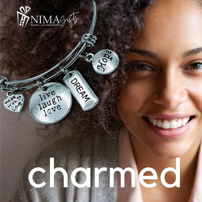 Friendship inspiration charm bracelet with colorful beads and silver accents, designed by My Store.