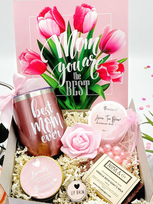 Mothers Day Gift Box for Mom, Best Personalized Gifts Basket for Her, Birthday Gifts for Best Friend, Spa Gift Set for Women - BDGF015