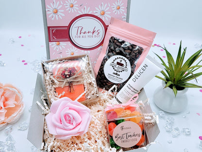 End of Year Teacher Gift Box by NIMA Gifts with coffee and appreciation treats, perfect for teacher gratitude and thank you gift.