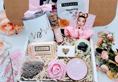 Mental health care package for women, self-care box with comforting items for women going through divorce or breakup.