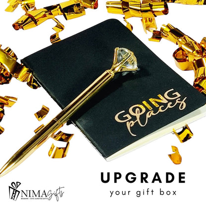 Personalized graduation gift box set for women by NIMA Gifts, featuring a luxury "Congrats" box for college or high school grads.