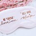 Personalized silky satin sleep mask with "Tired as A Mother" lettering, ideal for relaxing or gifting to moms.