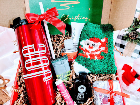 Christmas Gift Box for Him, Personalized Christmas Gifts Basket for Men, Cozy Holiday Gift Box Gift for Men, Tumbler Basket Ideas - CSGB031