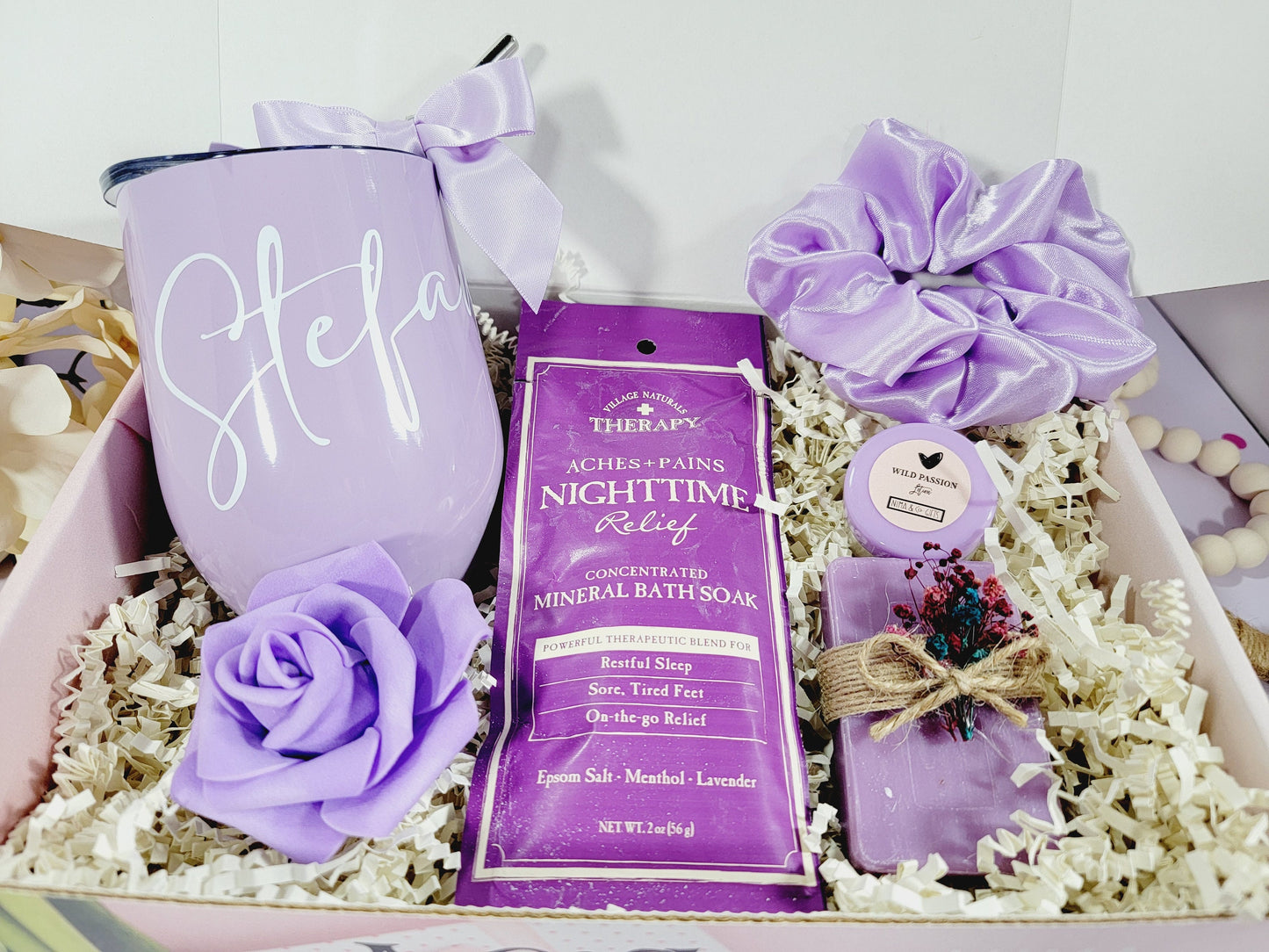 Best Friend Birthday Gifts in Lavender, Birthday Box for Her, Birthday Gift Box for Mom, Gift Basket for Women Birthday, Gift Set - MDGB027